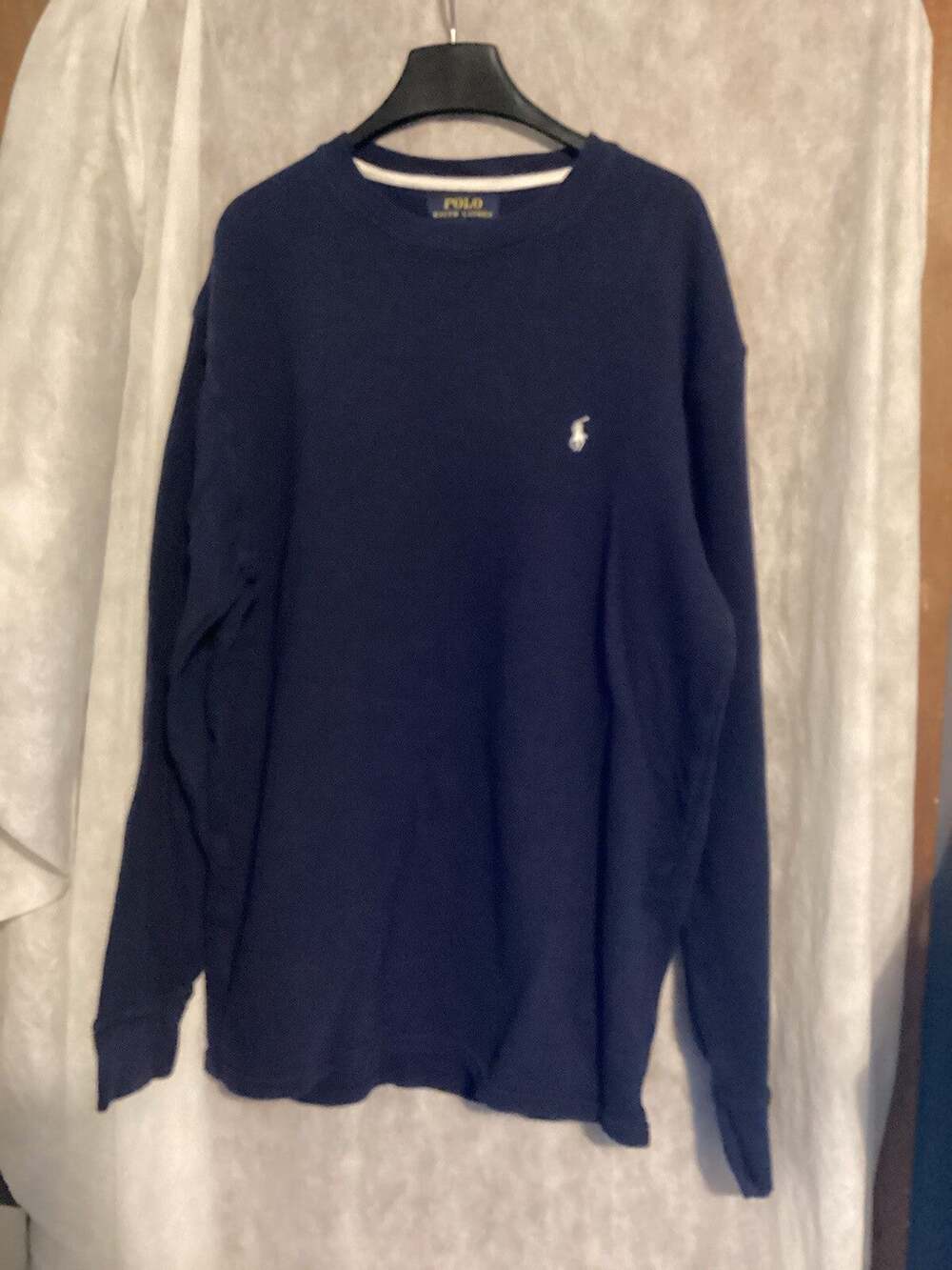 Men’s Ralph Lauren Polo Shirt Size Large Solid Blue With Logo